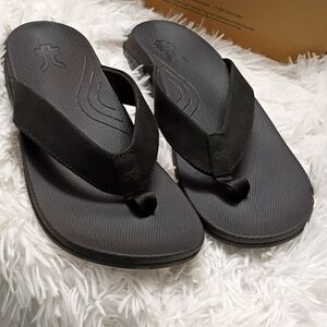 New KURU Kaila 2 Men's Black Flip-Flops Arch Support Plantar Fascitis